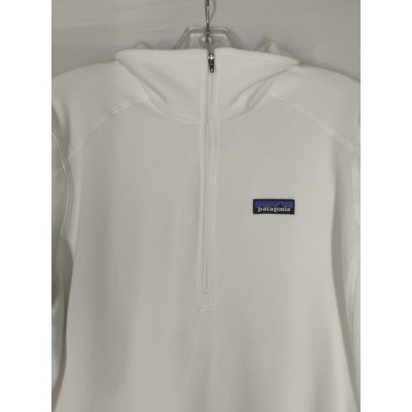 Patagonia Worn Wear Women's LARGE Pull Over 1/4 Zip White Fleece Jacket Shirt - Picture 9 of 16